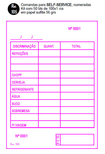 ref. 105 - Comandas para SELF-SERVICE